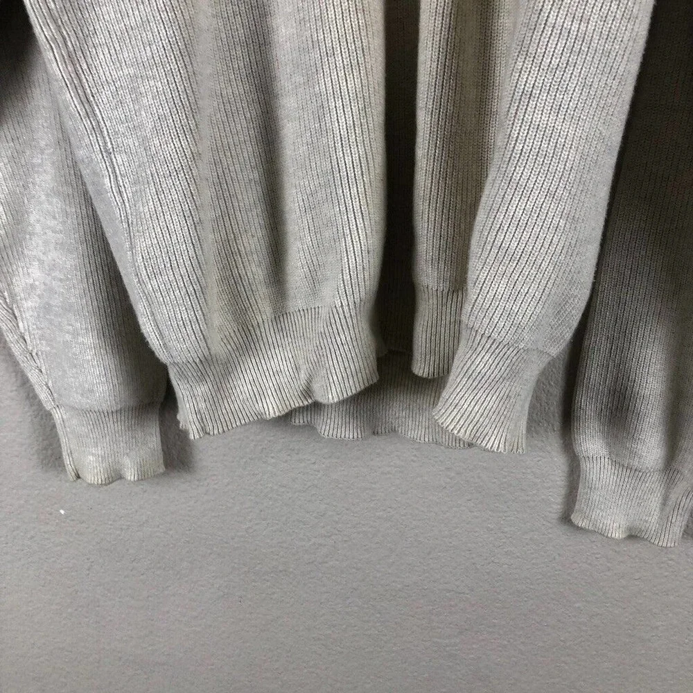 EDDIE Bauer Sweater Cream Knit Varsity Stripe V Pullover Casual Sz X Large Tall - Picture 4 of 13